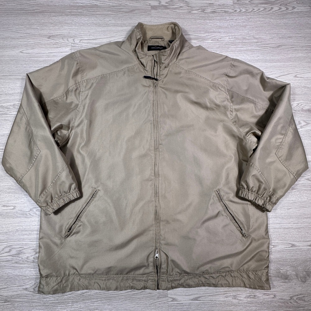 Greg Norman Men's Golf Jacket Full Zip Windbreaker Tan XXL Mesh Lined‎